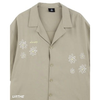 URTHE - เสื้อเชิ้ต แขนสั้น ปักลาย รุ่น DAISY