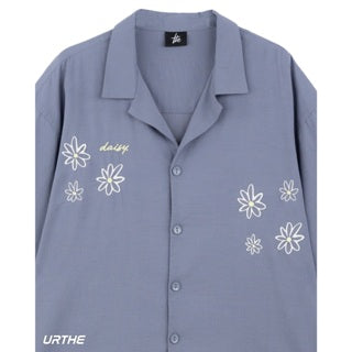 URTHE - เสื้อเชิ้ต แขนสั้น ปักลาย รุ่น DAISY