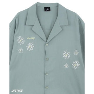 URTHE - เสื้อเชิ้ต แขนสั้น ปักลาย รุ่น DAISY