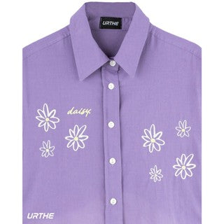 URTHE - เสื้อเชิ้ต แขนสั้น ปักลาย รุ่น DAISY