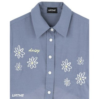 URTHE - เสื้อเชิ้ต แขนสั้น ปักลาย รุ่น DAISY
